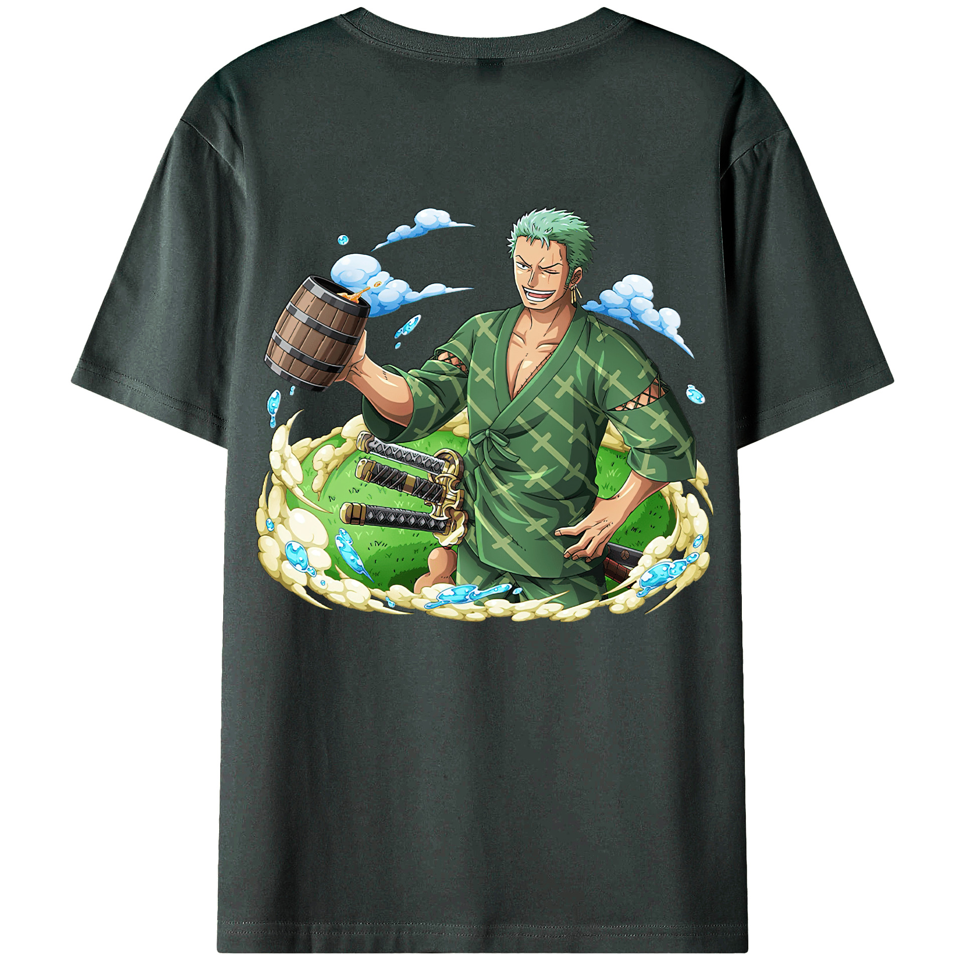 ワンピース ロロノア・ゾロ ONE PIECE Roronoa Zoro 綿100％ メンズ半袖Tシャツ（バックプリント） 通気性
